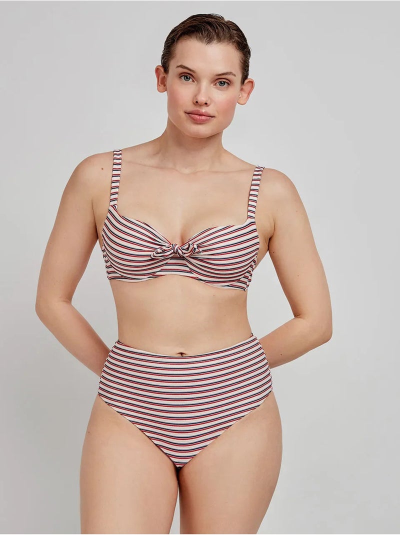 Braga bikini alta en tejido de estructura con rayas Multicolor - Kiabi