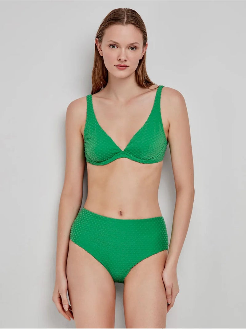 Braga bikini alta en tejido de plumetti Azul Verde - Kiabi