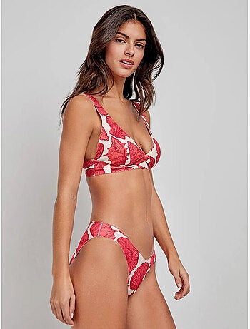 Braga bikini alta en tejido efecto moldeador high tech estampado