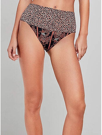 Braga bikini alta multiposición con combinación de estampados