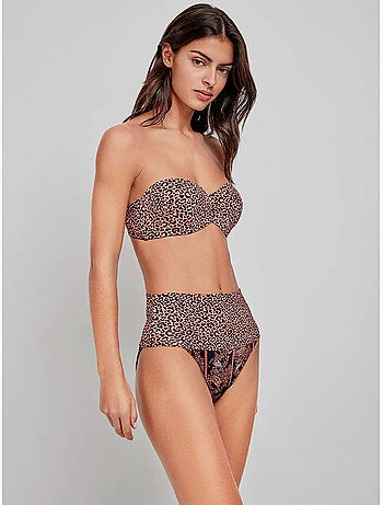 Braga bikini alta multiposición con combinación de estampados