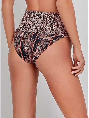 Braga bikini alta multiposición con combinación de estampados