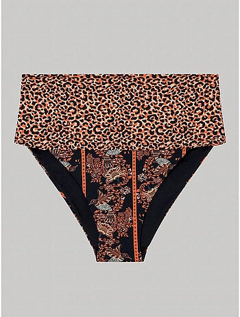 Braga bikini alta multiposición con combinación de estampados