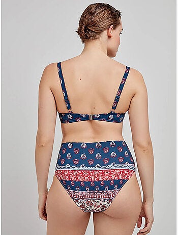 Braga bikini alta multiposición con estampado étnico