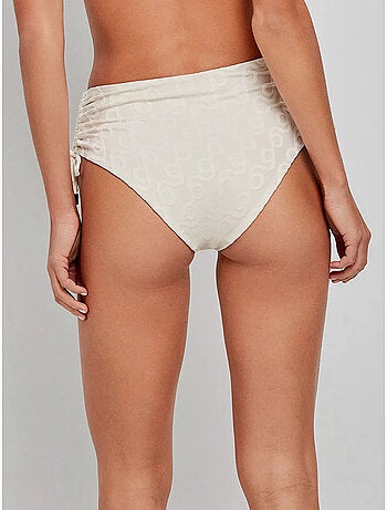 Braga bikini alta regulable en tejido de jacquard geométrico