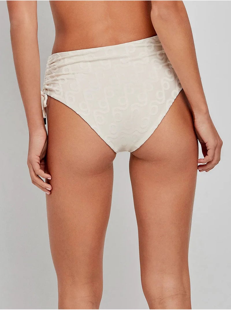 Braga bikini alta regulable en tejido de jacquard geométrico Beige - Kiabi