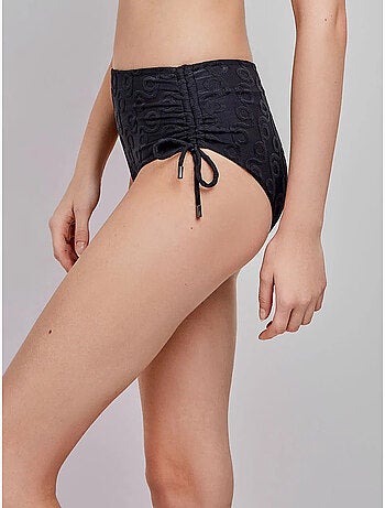 Braga bikini alta regulable en tejido de jacquard geométrico