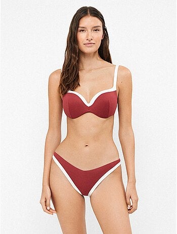 Braga bikini brasileña bicolor con vivos a contraste