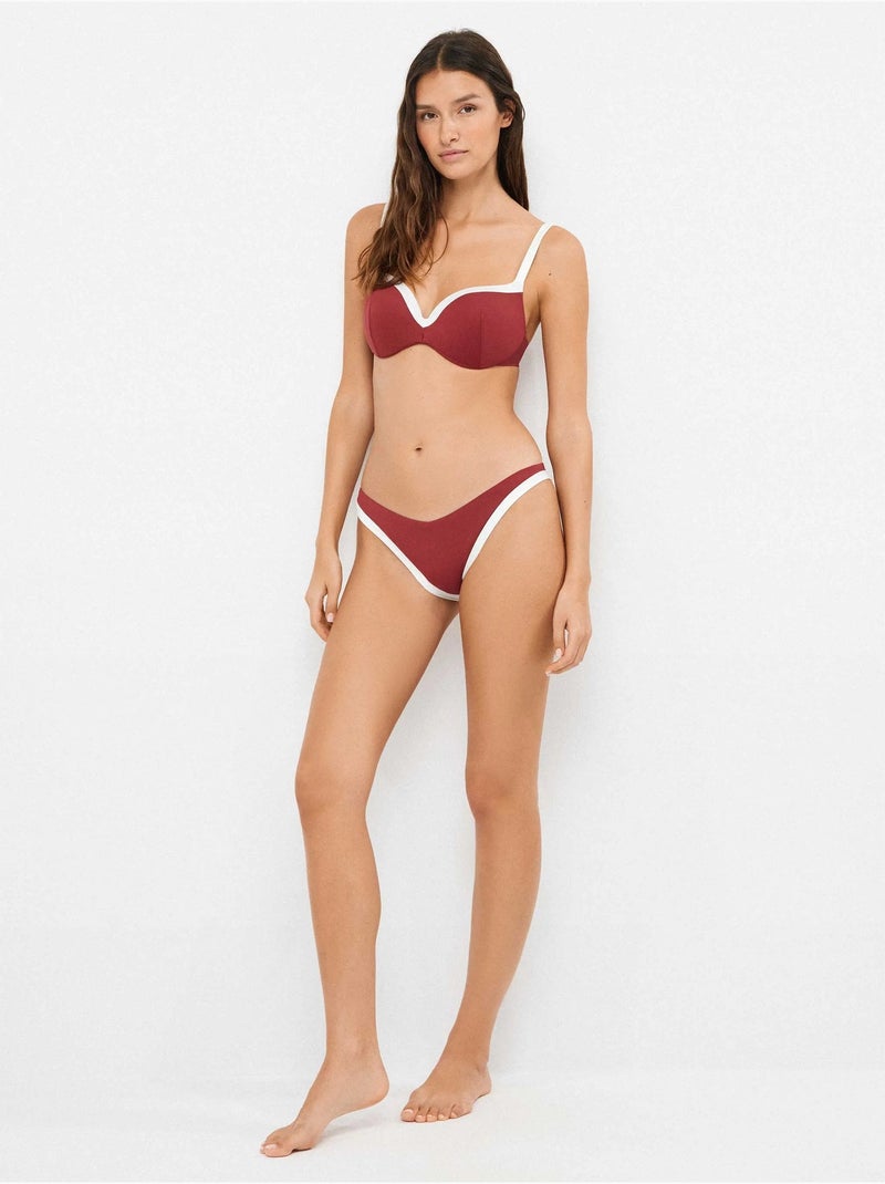 Braga bikini brasileña bicolor con vivos a contraste Burdeos - Kiabi