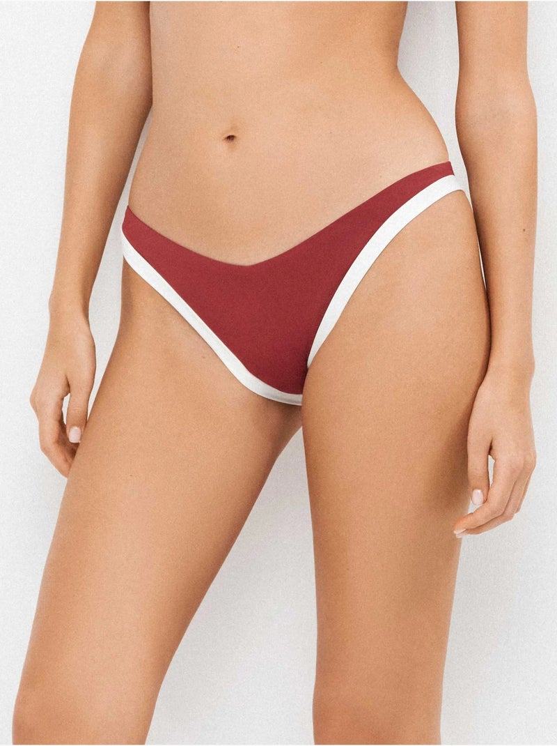 Braga bikini brasileña bicolor con vivos a contraste Burdeos - Kiabi