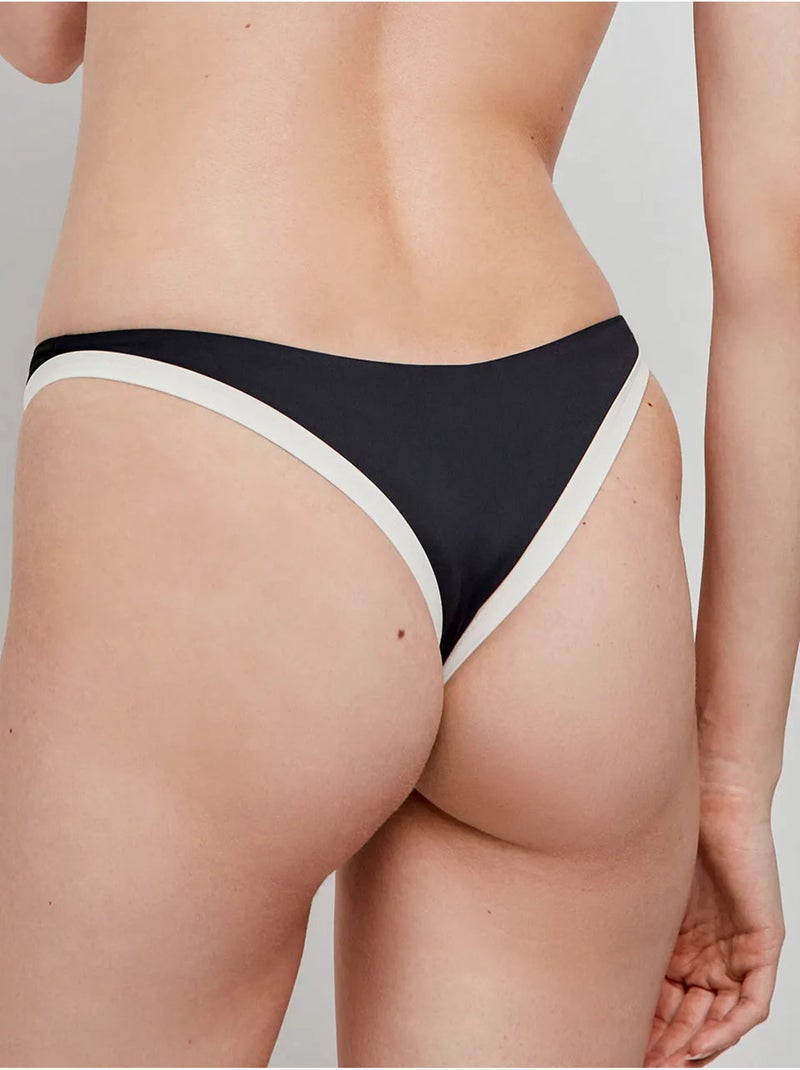 Braga bikini brasileña bicolor con vivos a contraste Negro - Kiabi