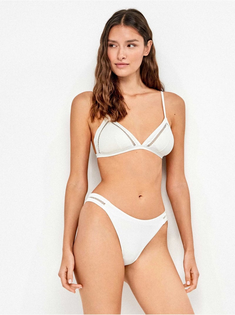 Braga bikini brasileña con detalles calados en laterales Marfil - Kiabi
