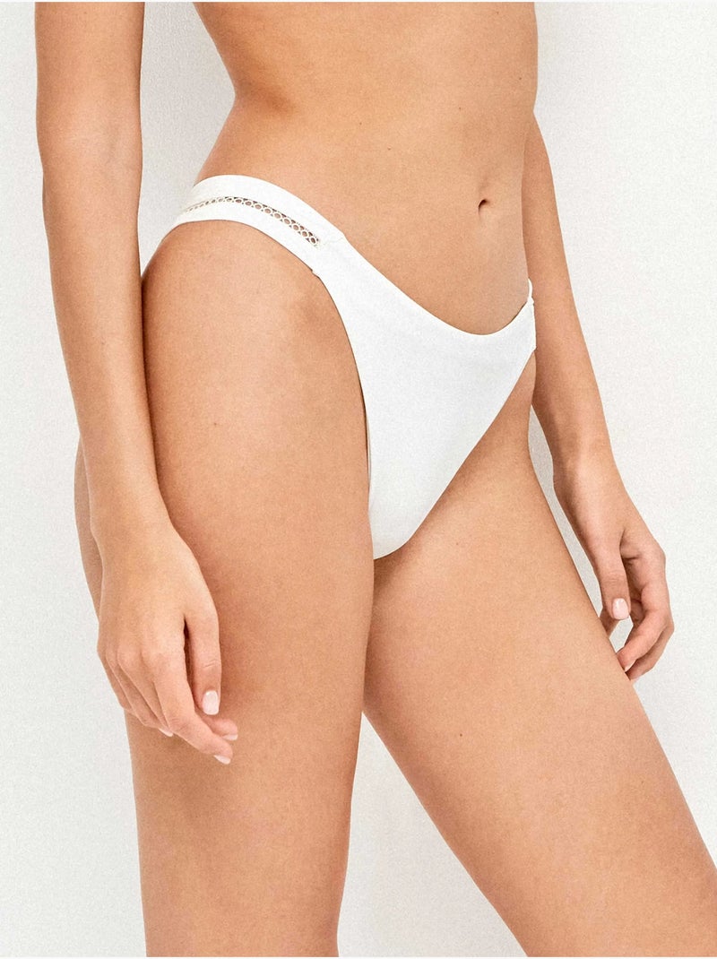 Braga bikini brasileña con detalles calados en laterales Marfil - Kiabi