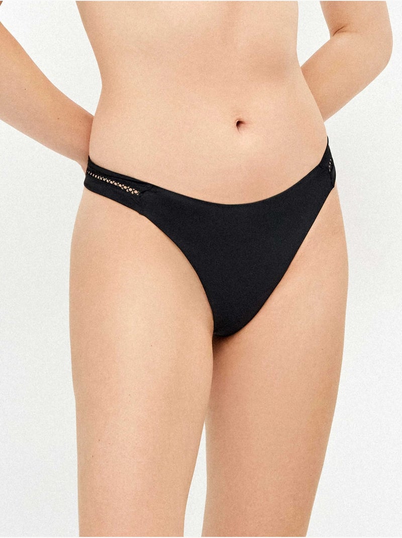 Braga bikini brasileña con detalles calados en laterales Negro - Kiabi
