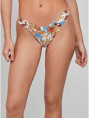 Braga bikini brasileña corte en v, con estampado floral retro