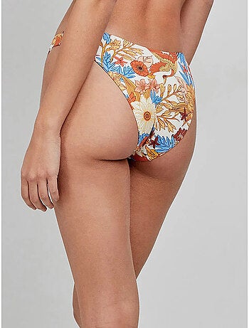 Braga bikini brasileña corte en v, con estampado floral retro