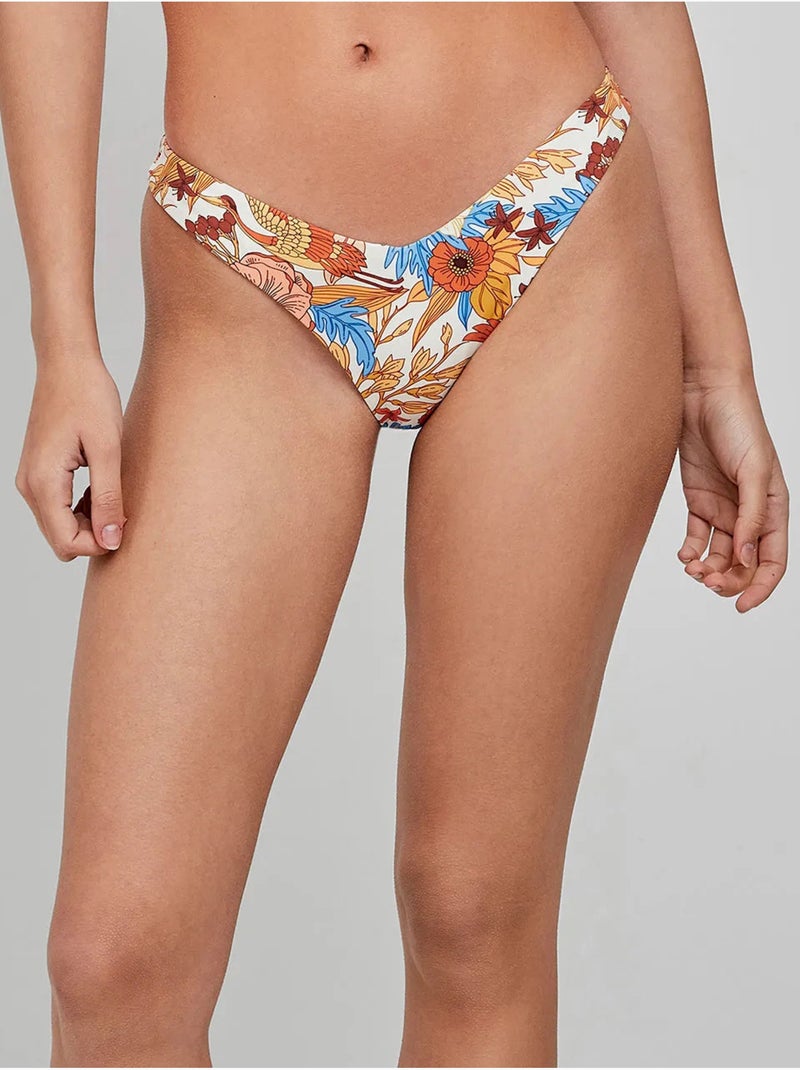 Braga bikini brasileña corte en v, con estampado floral retro Multicolor - Kiabi
