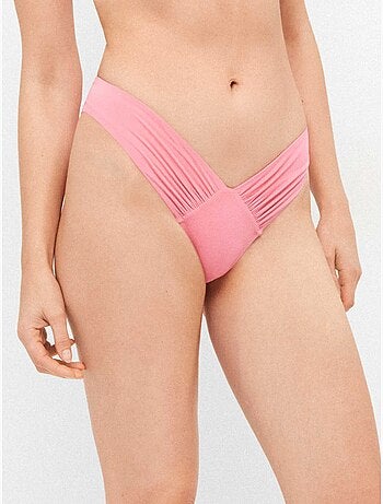 Braga bikini brasileña corte en v con fruncido lateral