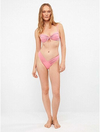 Braga bikini brasileña corte en v con fruncido lateral