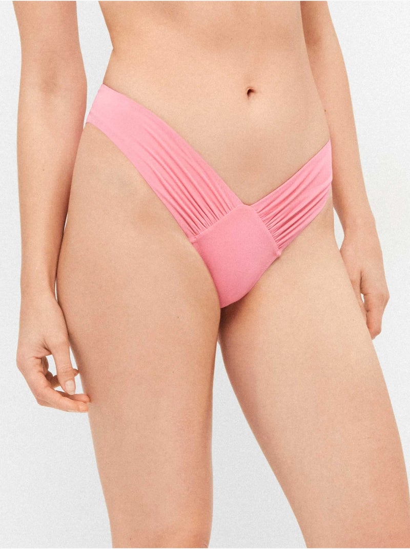 Braga bikini brasileña corte en v con fruncido lateral Rosa - Kiabi