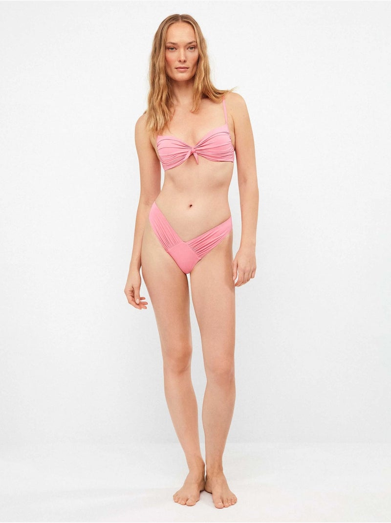 Braga bikini brasileña corte en v con fruncido lateral Rosa - Kiabi