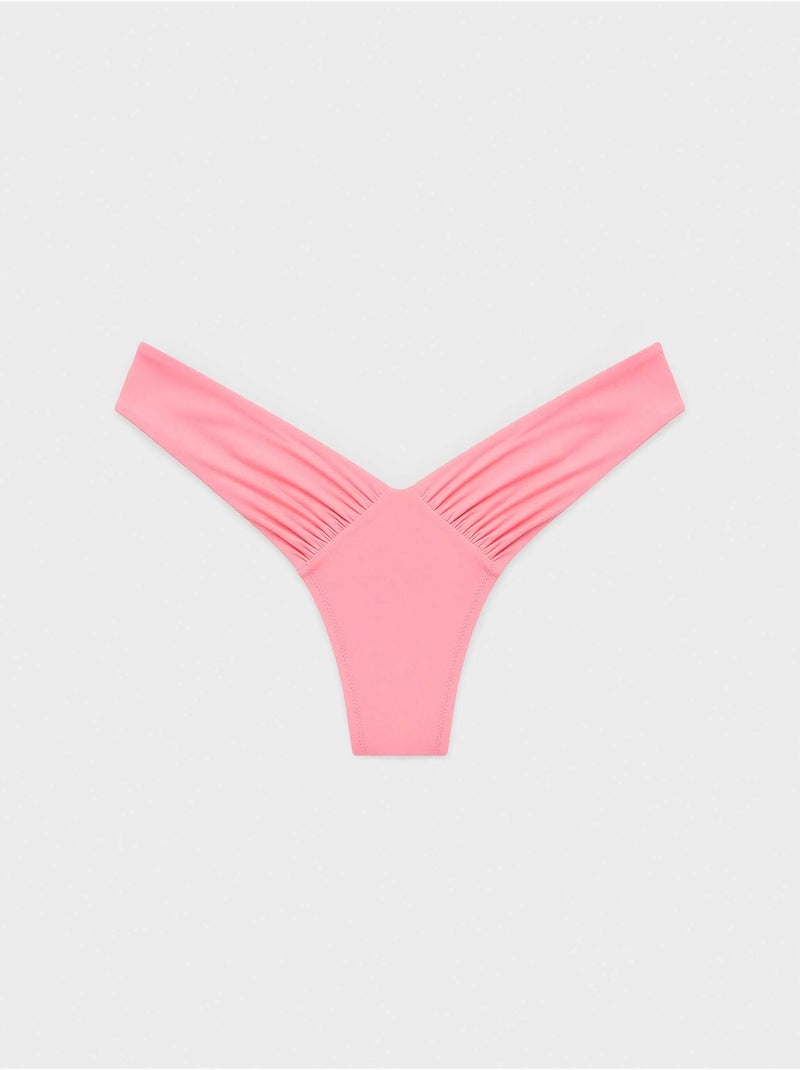 Braga bikini brasileña corte en v con fruncido lateral Rosa - Kiabi