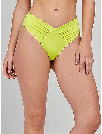 Braga bikini brasileña corte en v con fruncidos en laterales