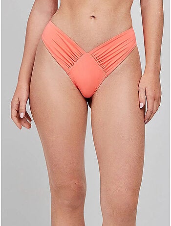 Braga bikini brasileña corte en v con fruncidos en laterales