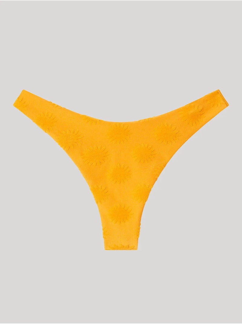 Braga bikini brasileña corte en v en tejido con estructura soles Mostaza - Kiabi