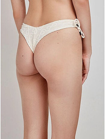 Braga bikini brasileña corte en v en tejido de jacquard geométrico