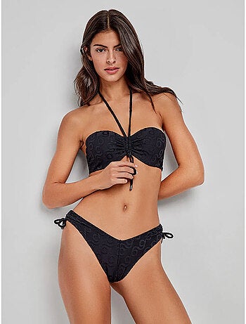 Braga bikini brasileña corte en v en tejido de jacquard geométrico