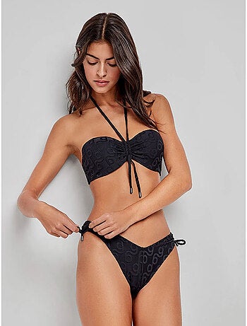 Braga bikini brasileña corte en v en tejido de jacquard geométrico