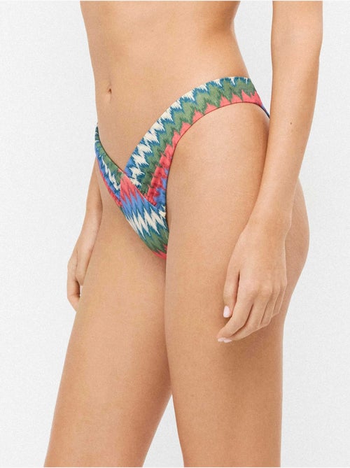 Braga bikini brasileña corte en v estampada con detalle brillo - Kiabi Braga bikini brasileña corte en v estampada con detalle brillo - Kiabi