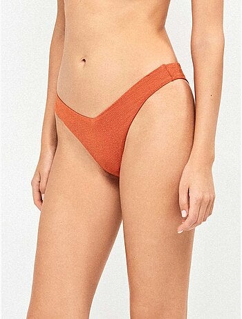 Braga bikini brasileña corte v en tejido piqué y acabdo brillante
