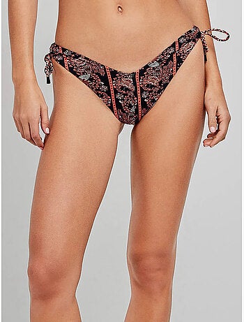Braga bikini brasileña estampada, ajustable y con corte en v