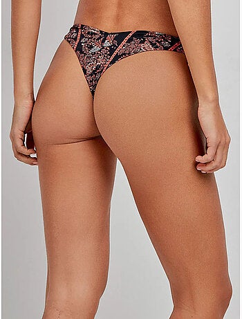 Braga bikini brasileña estampada, ajustable y con corte en v