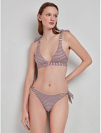 Braga bikini clásica, ajustable y con estampado de rayas
