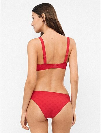 Braga bikini clásica con aberturas laterales en jacquard lunares
