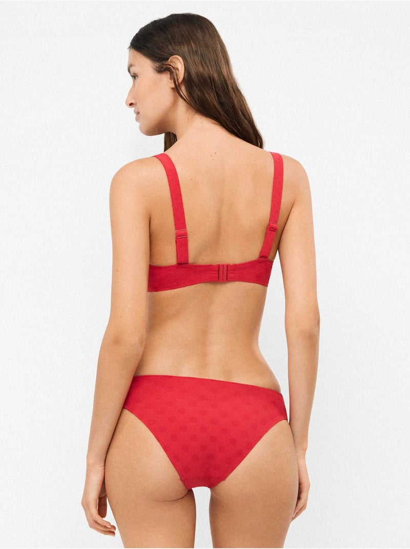 Braga bikini clásica con aberturas laterales en jacquard lunares Rojo - Kiabi