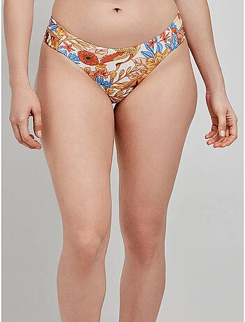 Braga bikini clásica con aberturas laterales y estampado floral retro