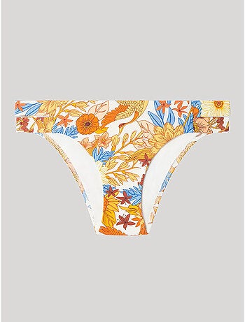 Braga bikini clásica con aberturas laterales y estampado floral retro
