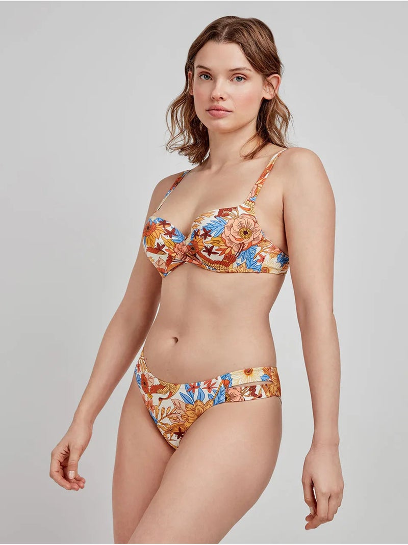 Braga bikini clásica con aberturas laterales y estampado floral retro Multicolor - Kiabi
