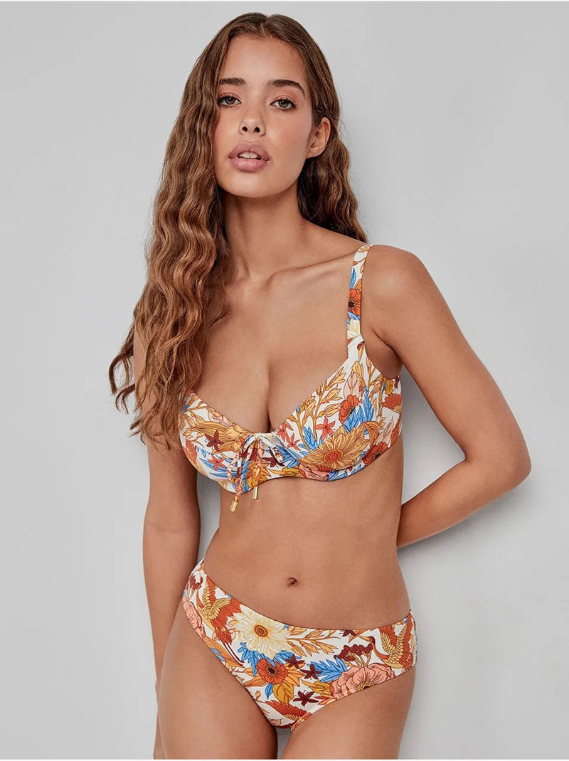 Braga bikini clásica con estampado floral retro Multicolor - Kiabi