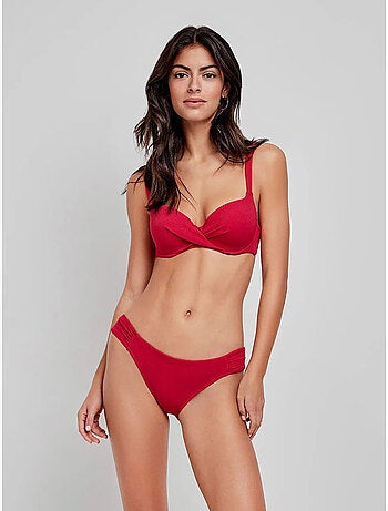 Braga bikini clásica con frunces laterales en tejido de estructura