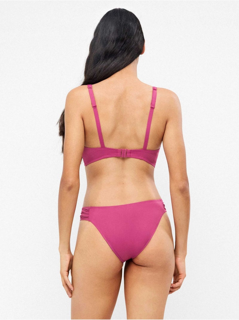 Braga bikini clásica con frunces laterales Violeta - Kiabi