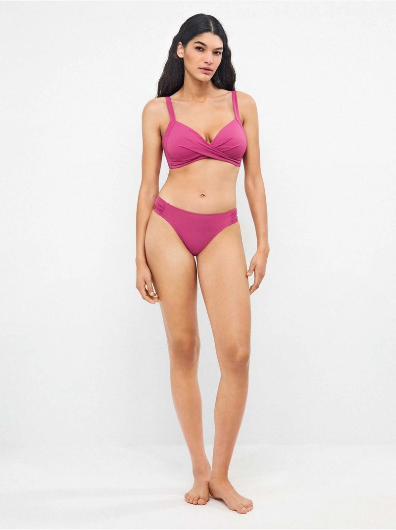 Braga bikini clásica con frunces laterales Violeta - Kiabi