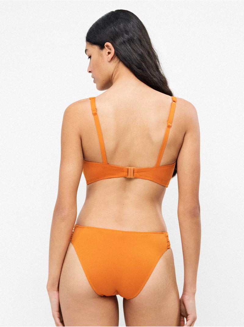 Braga bikini clásica con fruncidos en laterales Naranja - Kiabi