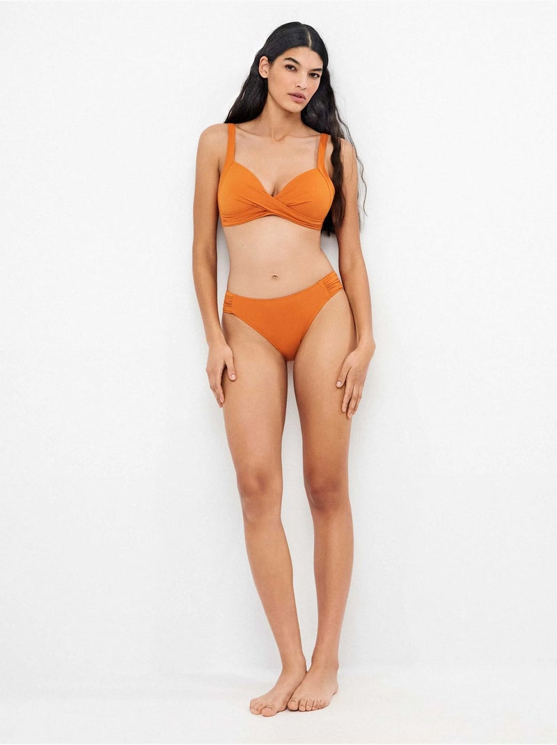 Braga bikini clásica con fruncidos en laterales Naranja - Kiabi
