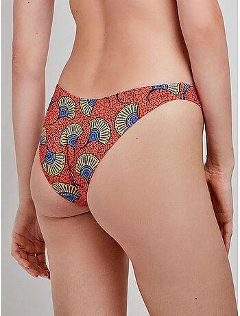 Braga bikini clásica corte en v, en tejido estampado