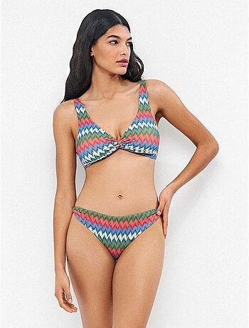 Braga bikini clásica en tejido zig zag con lurex